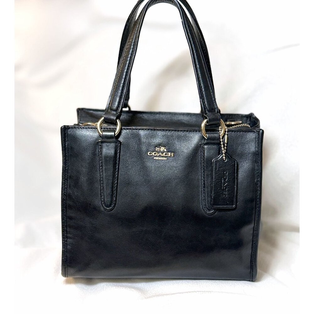 Coach Black Leather Crosby Mini Carryall Satchel Bag